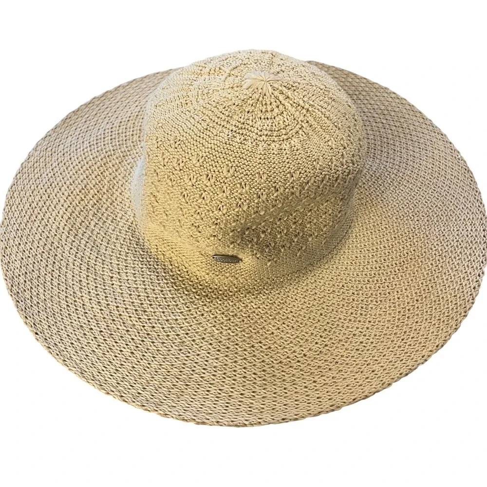 Coolibar Perla Packable Wide Brim Hat Womens OS Beige UPF 50+ Sun Travel 02214